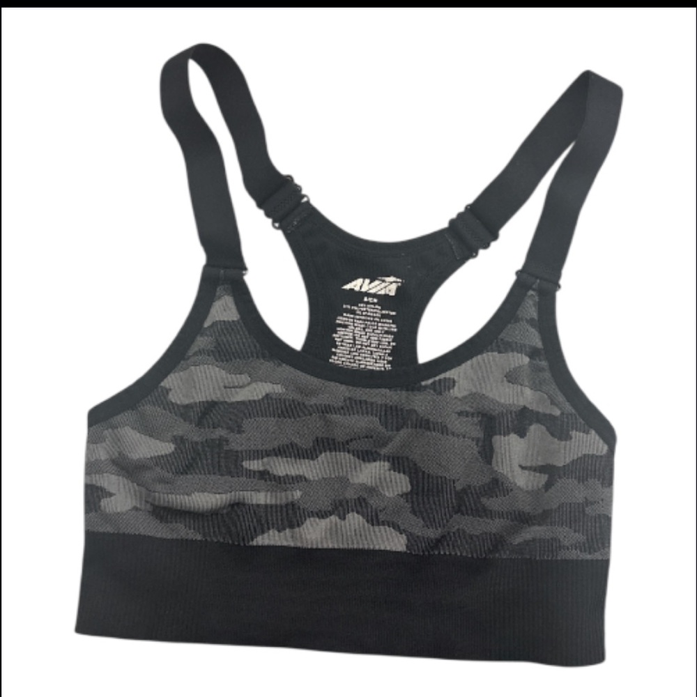 Avia Black Camo Crop-top body-suit Sports Work-out Bra /small